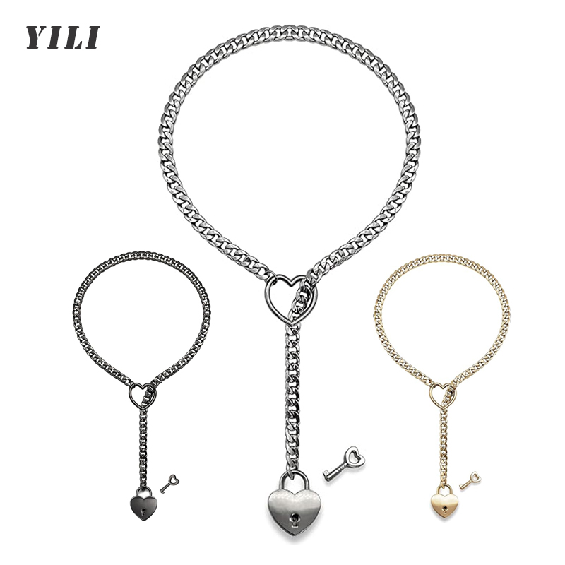 Chain Lock Combination - Slip Chain Heart O-Ring Necklace Punk