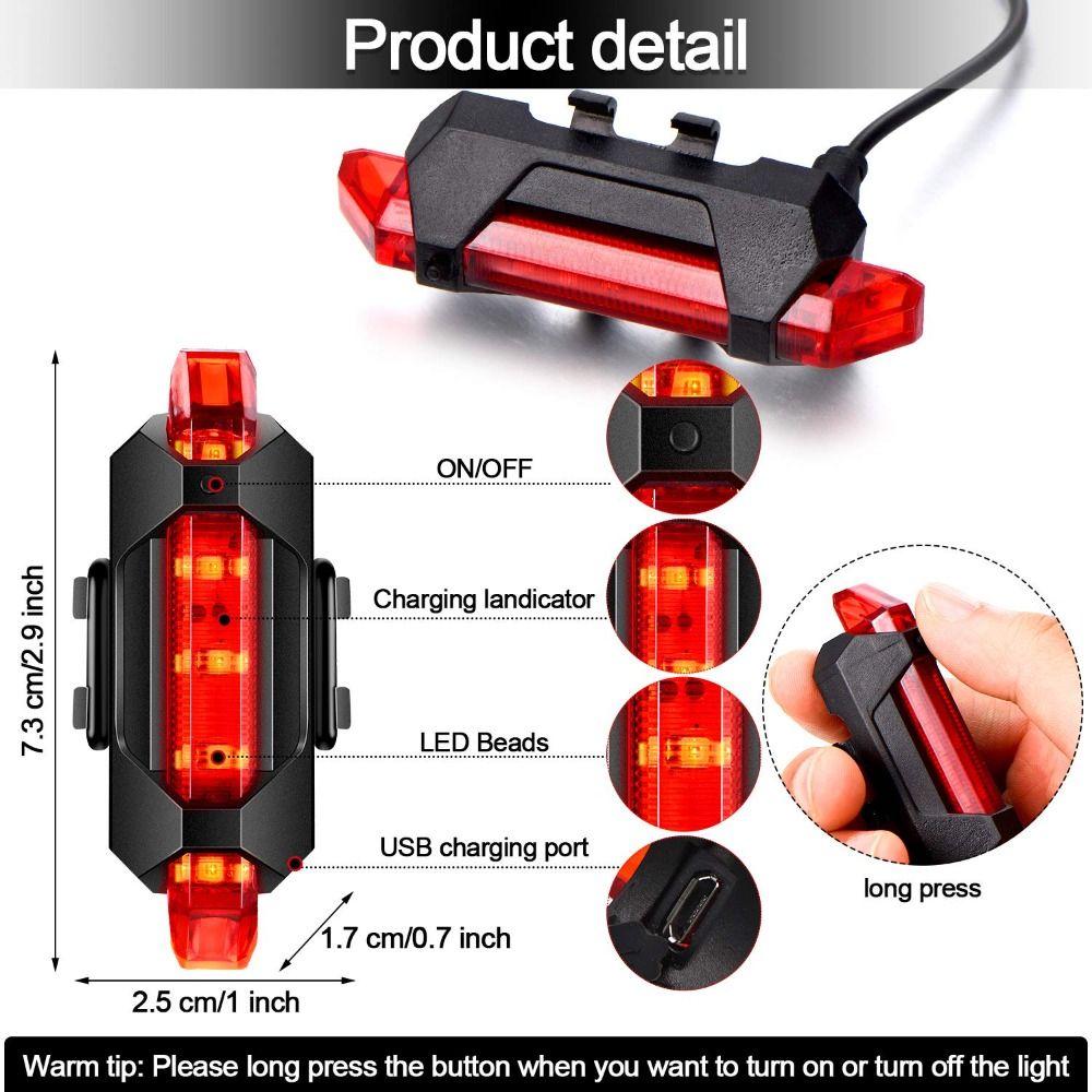 Rear Bicycle Light USB Recharg - Cycling In City 评论和价格