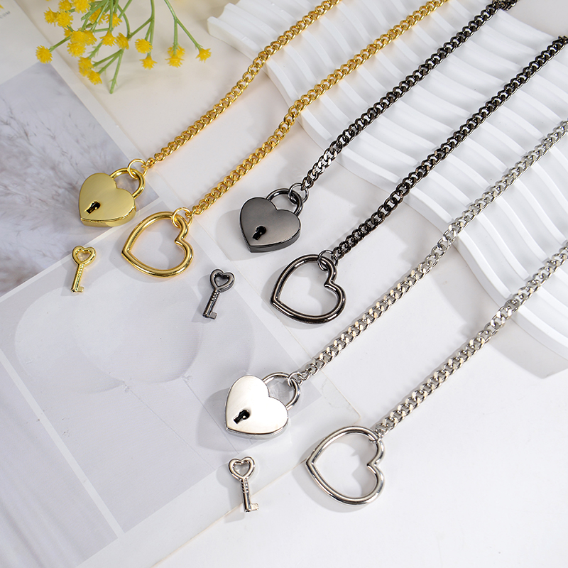 Slip Chain Heart O-Ring Neckla - Chain Lock Combination 评论和价格