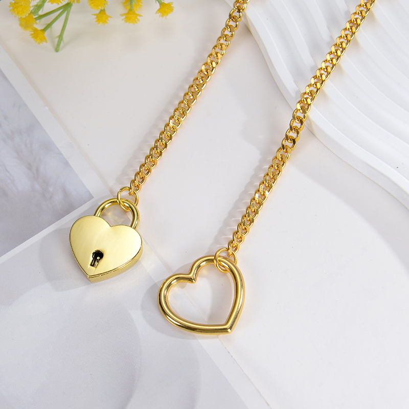 Slip Chain Heart O-Ring Neckla - Chain Lock Combination 评论和价格